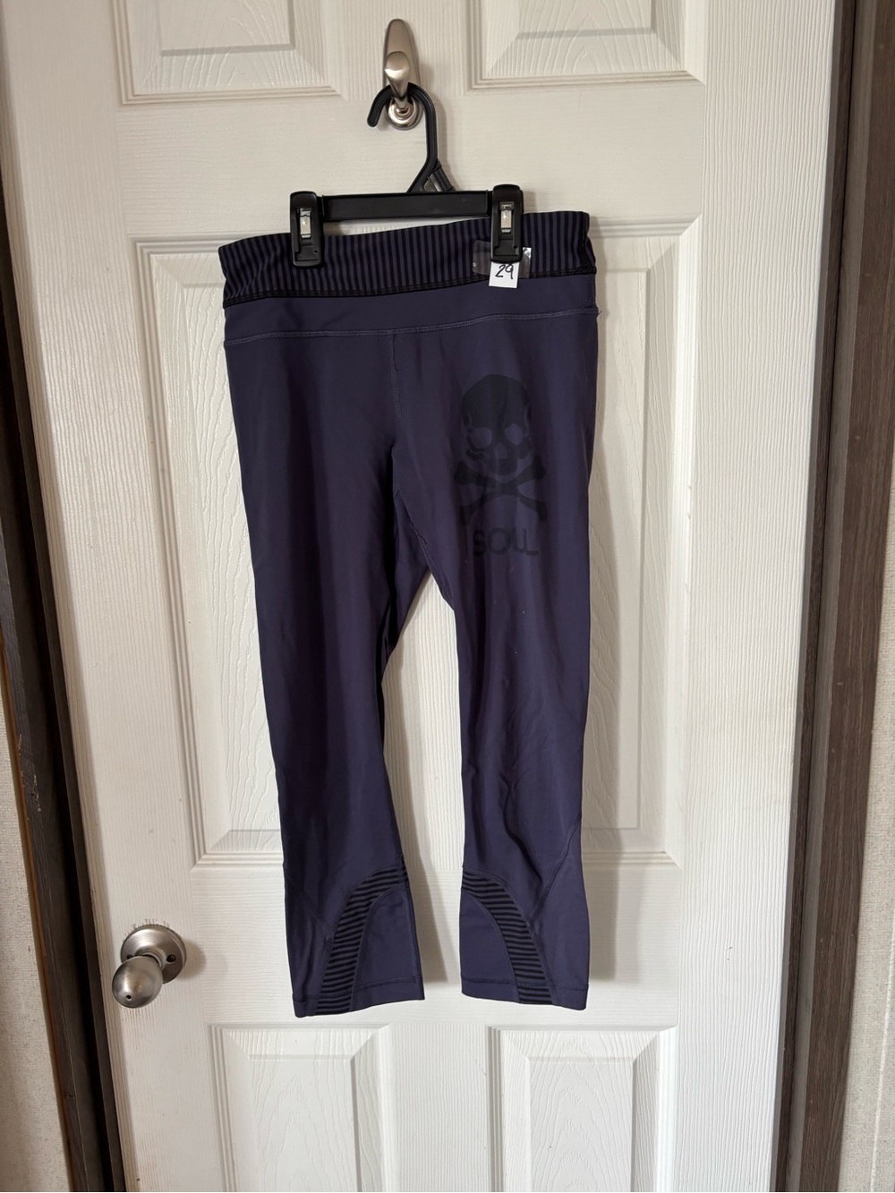 lululemon athletica Navy Cropped Leggings with Subtle Skull Detail